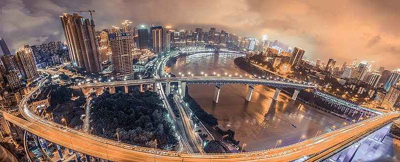 重慶夜景全景圖跨江大橋