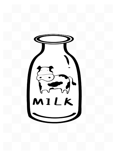 卡通简约可爱奶牛milk牛奶瓶
