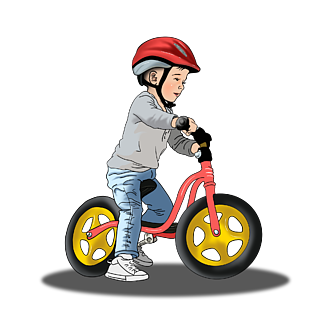 骑儿童平衡车的孩子写实卡通手绘风设计元素
