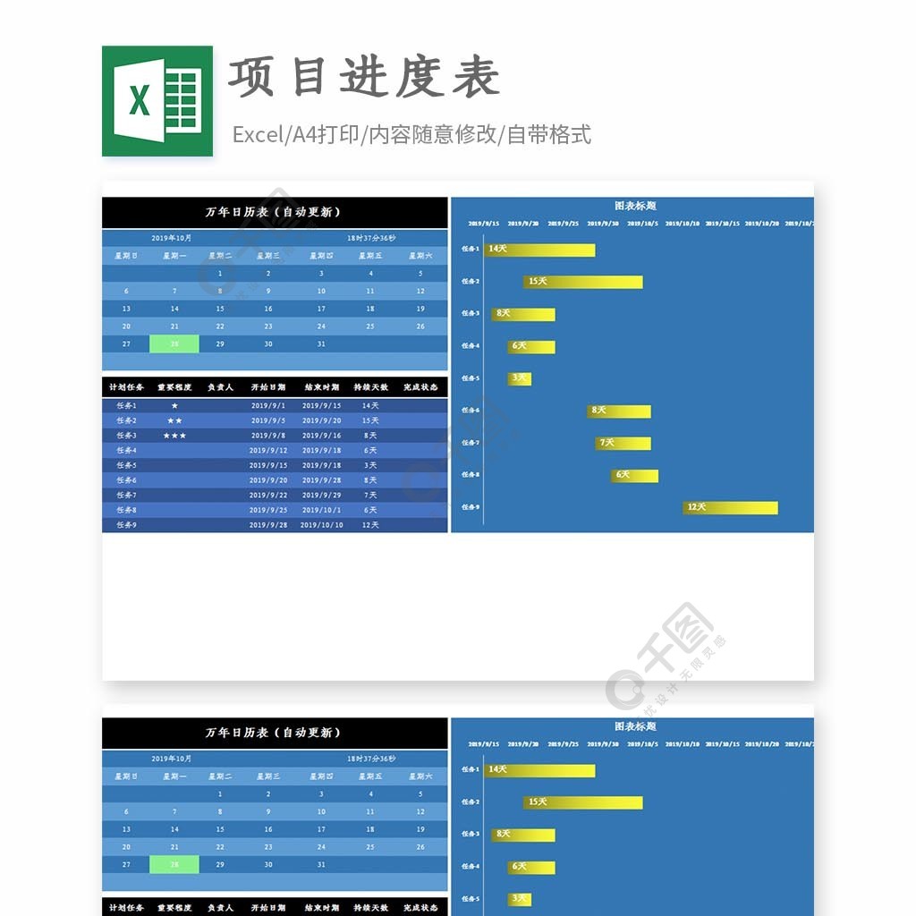 项目计划表甘特图