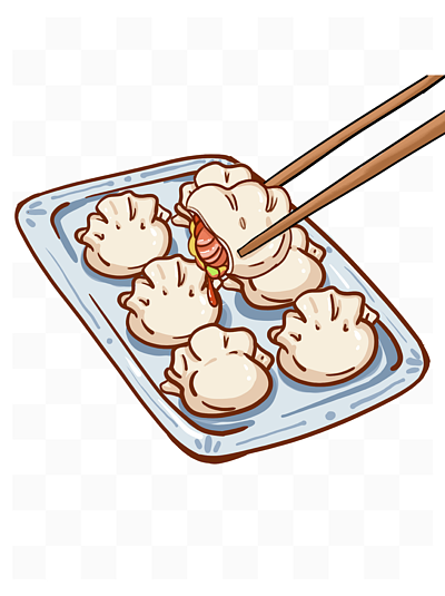 摆盘饺子卡通手绘设计元素