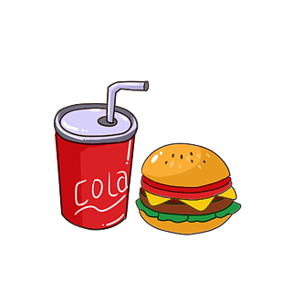 原创美味可乐汉堡快餐卡通元素