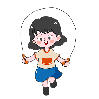 可爱卡通跳绳的小女孩手绘元素