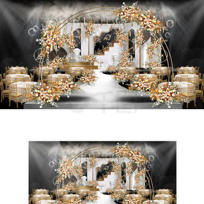 白金色婚礼舞台效果图