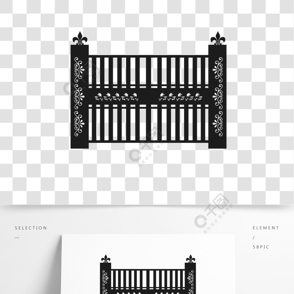 歐式大門鐵藝手繪矢量效果圖