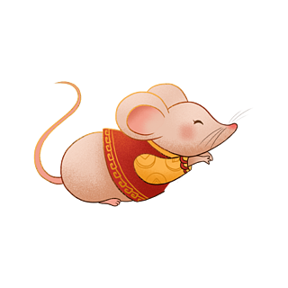 插画十二生肖小动物小老鼠剪影贴纸图水墨老鼠插画素材鼠年元素卡通