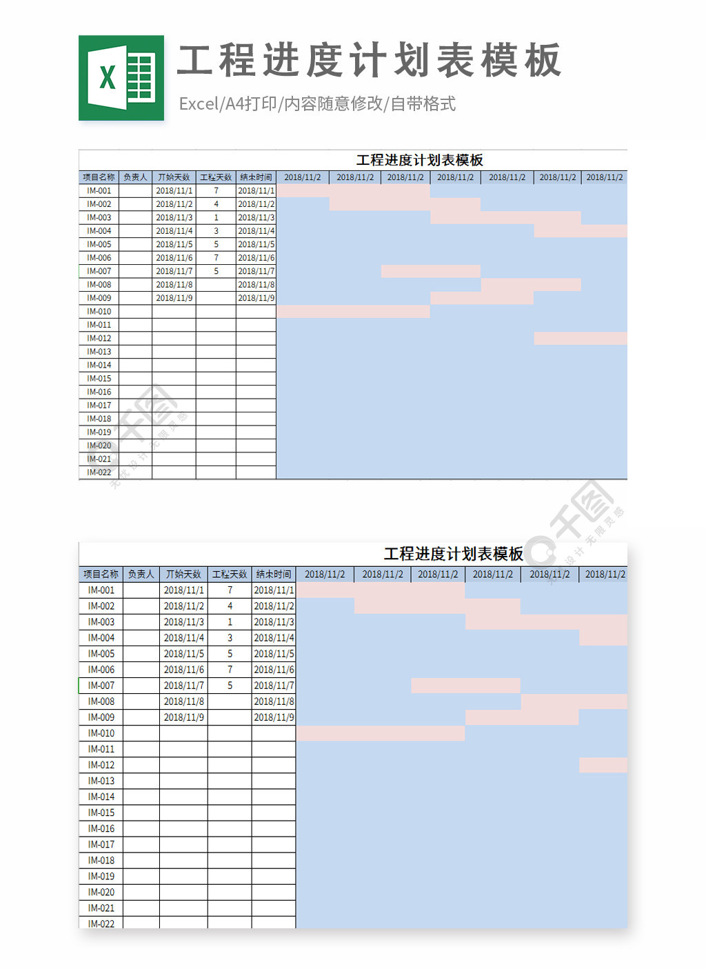 工程進度計劃表模板1年前發佈