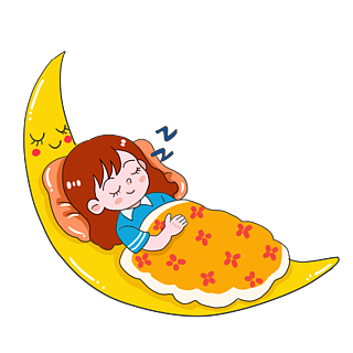 手绘世界睡眠日睡觉的女孩卡通元素