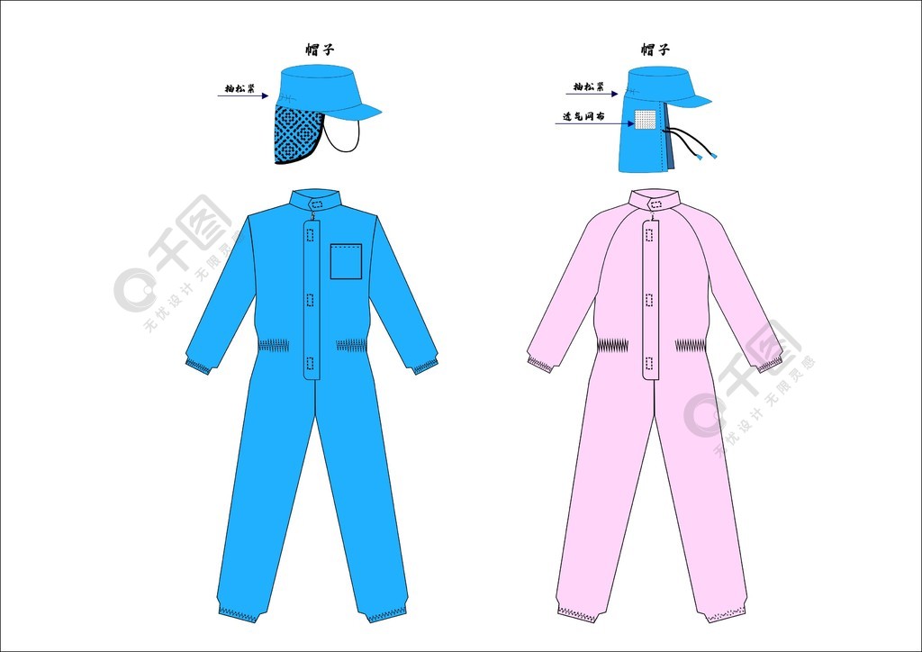 服裝設計款式圖連體潔淨服無菌車間工作服