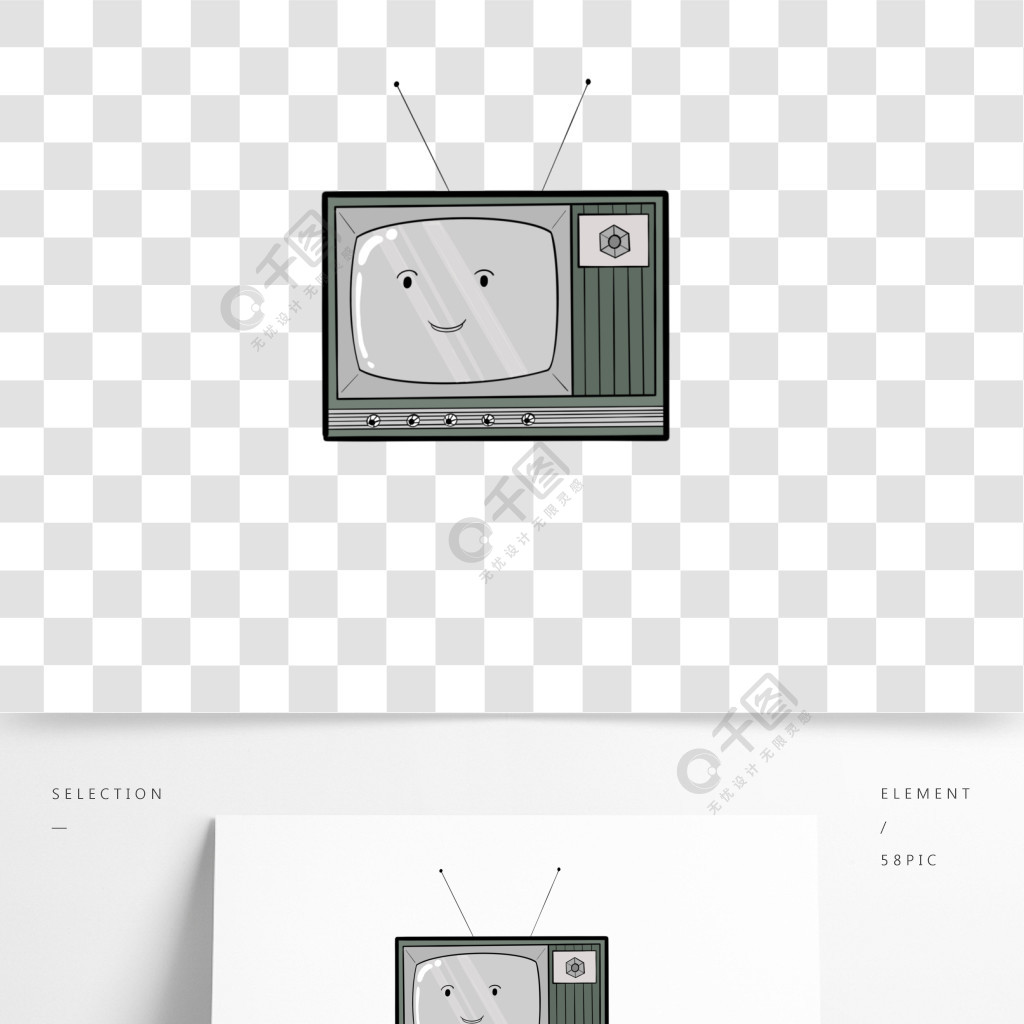 老式电视机手绘tv可爱插画1年前发布