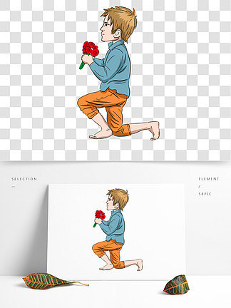 卡通帅哥带玫瑰花图片图片