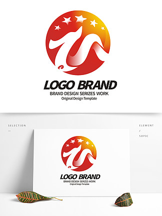 简约创意红色飞<i>龙</i>星形企业LOGO标志设计