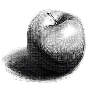 素描苹果写实元素手绘黑白素材水果静物