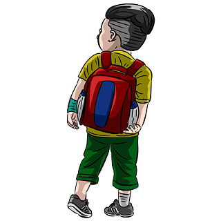 背书包的小男孩背影图片