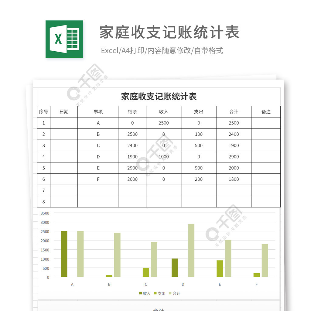 家庭收支記賬統計表