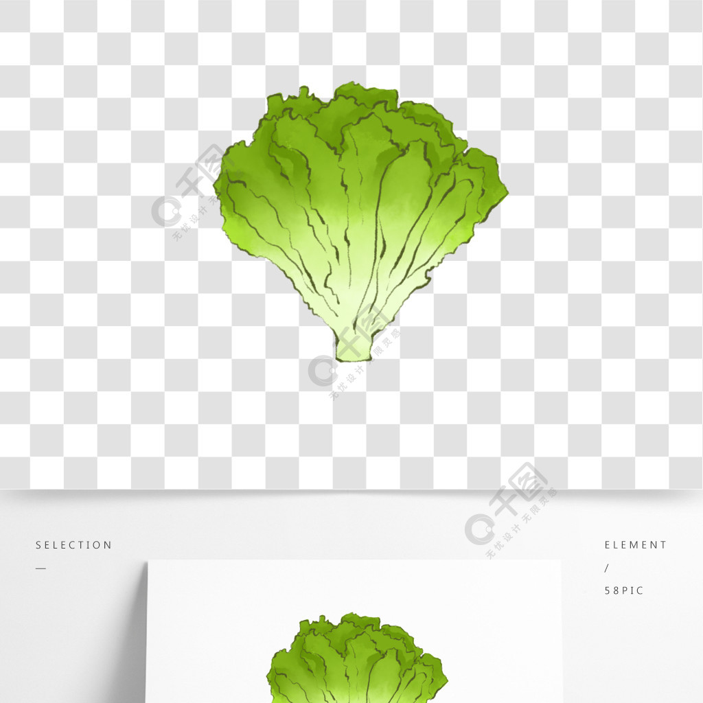 卡通手绘绿色生菜素材模板免费下载_psd格式_2000像素_编号35869491-