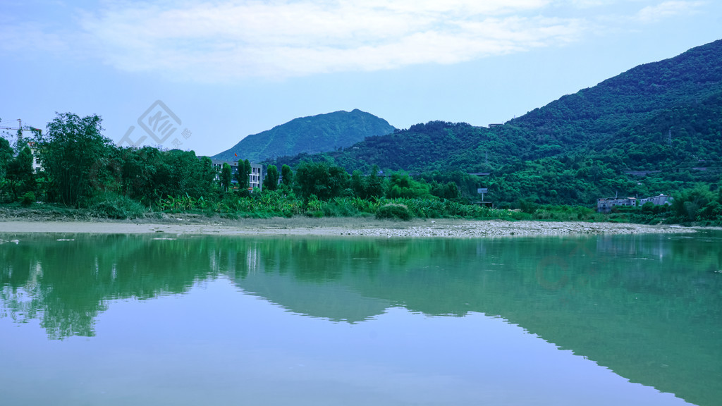 湖边景色蓝天白云大山倒影背景图风景名胜免费下载_jpg格式_6000像素