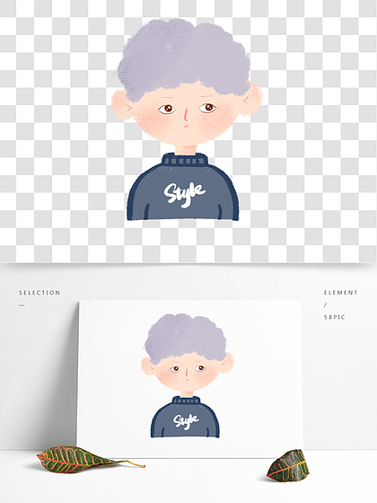 男生女生元素4001207原創手繪卡通可愛髮型設計微信頭像黑人男孩