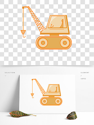 卡通手繪工程車吊車