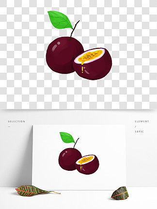 原創卡通手繪百香果水果插畫元素