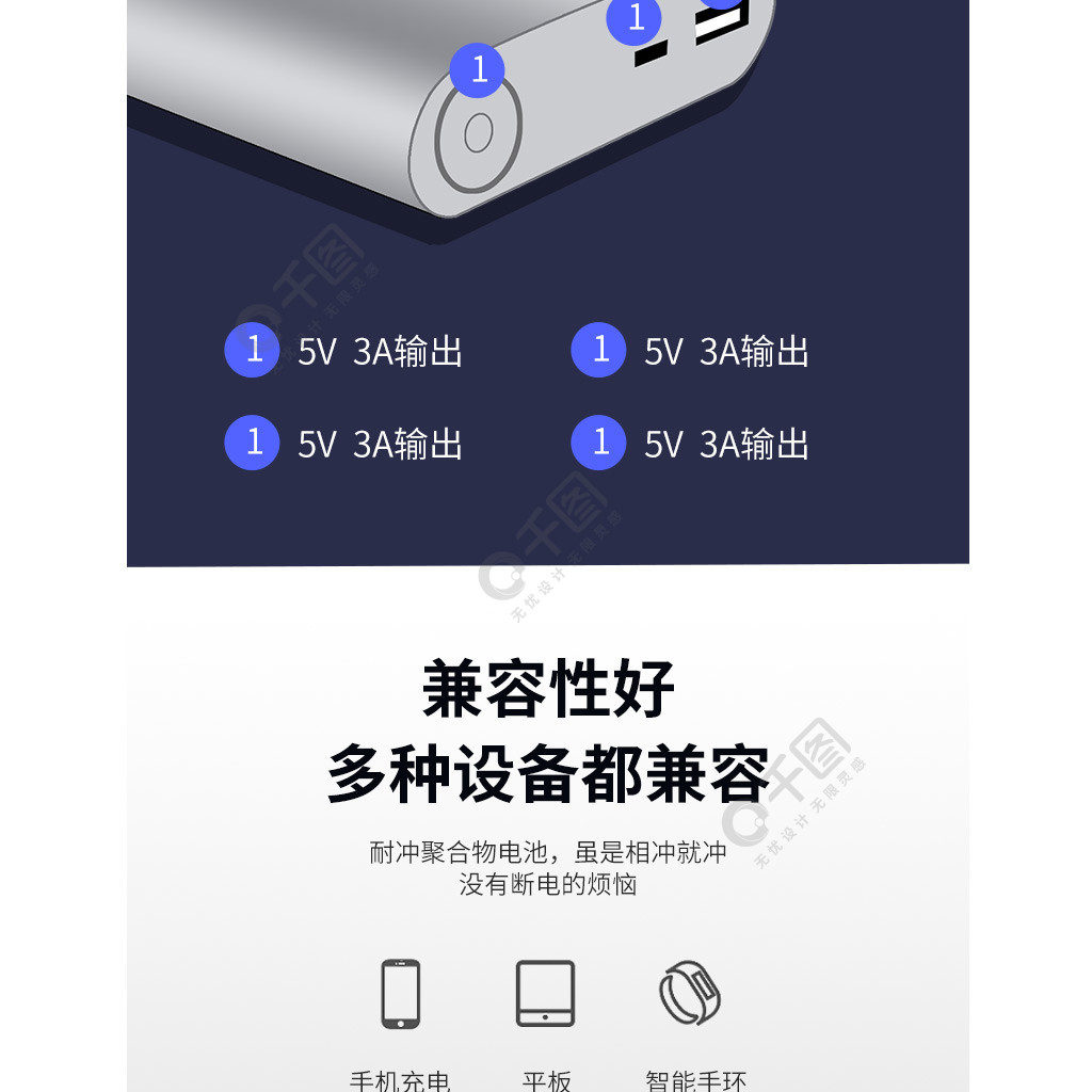 科技輕薄充電寶3c數碼電子產品詳情頁描述