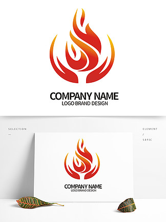 原创大气红黄火焰<i>LOGO</i>标志设计