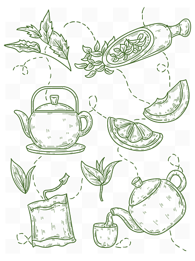 茶叶插画设计黑白图片