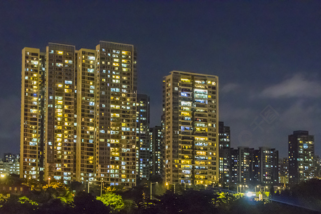 地產樓盤建築夜景素材高清大圖