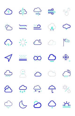 設計大綱天氣預報圖標設置長長的陰影天氣預報標誌符號圖標設置雪,雨