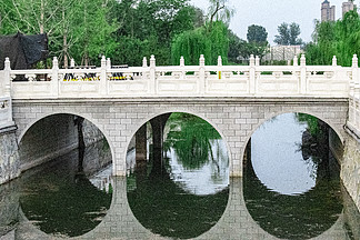 自然风景河流小桥高清摄影图素材