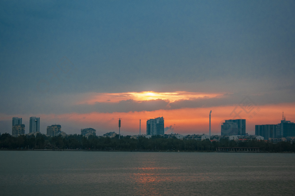 城市景觀夕陽攝影圖素材