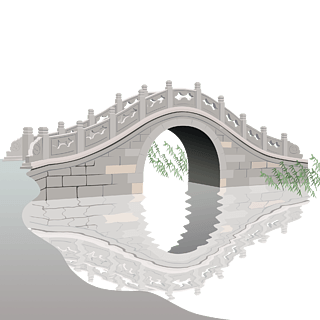 玉石拱桥和倒影素材