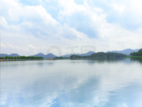 杭州西湖自然风光地平线摄影图