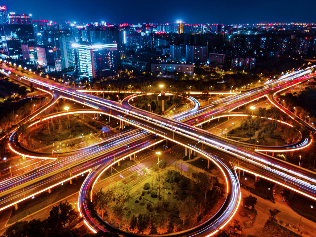 成都天府立交夜景