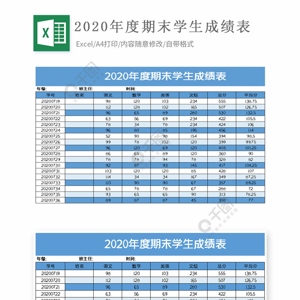 2020年度期末學生成績表1年前發佈