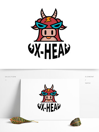 卡通英文牛頭 i>logo /i>