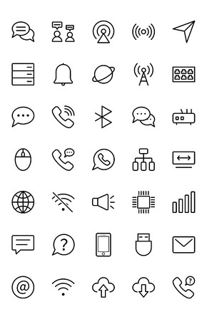 icon黑白网络通讯相关图标