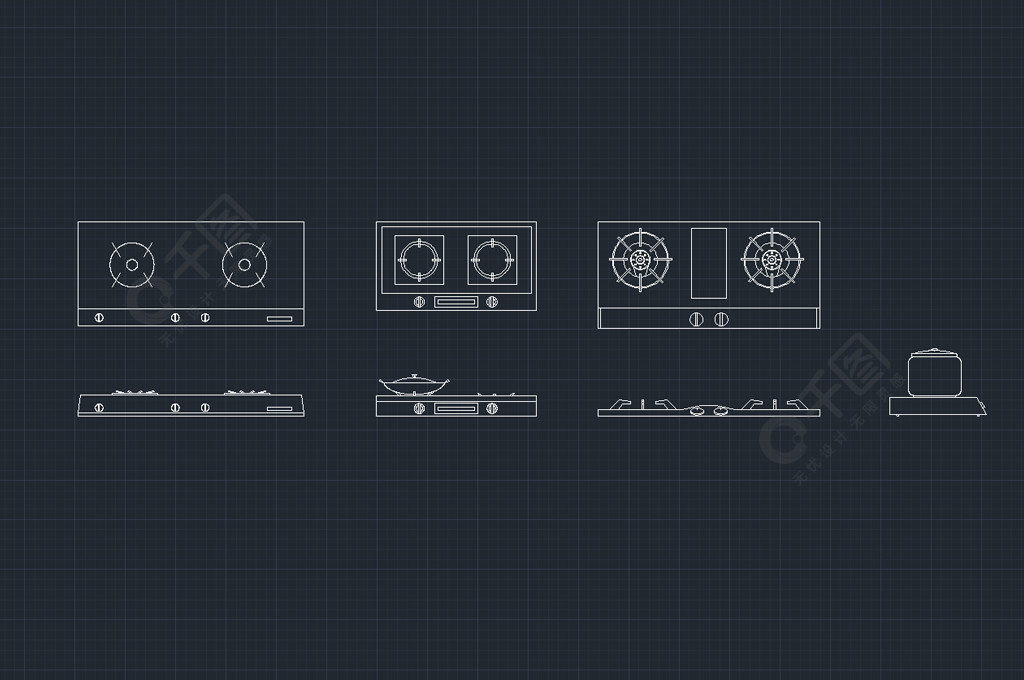 原創cad廚房廚具源文件平立面三視圖設計圖免費下載_dwg格式_編號