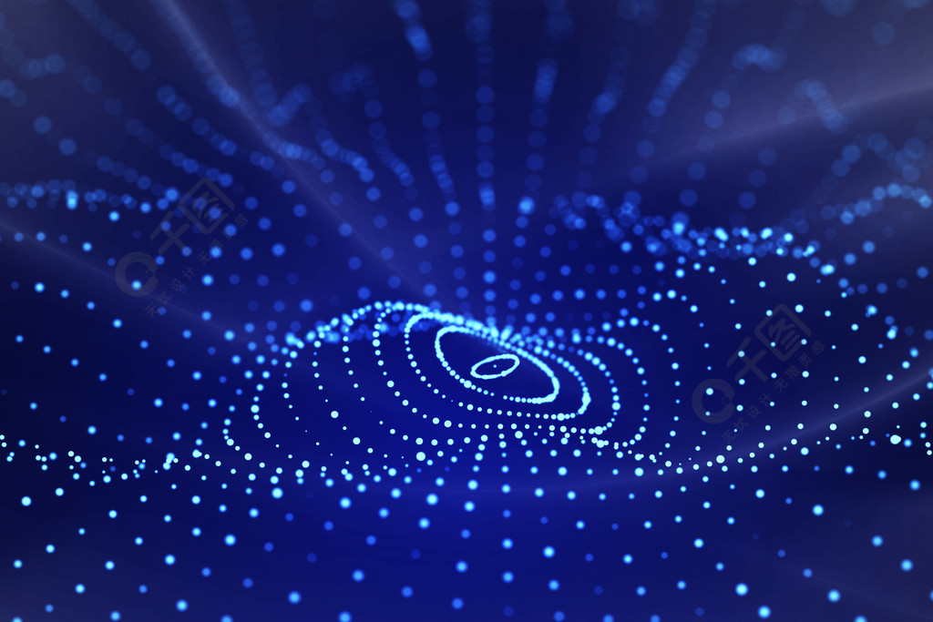 摘要未来主义背景大数据可视化粒子的动力波3D渲染.