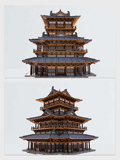 14330古代塔楼中式门头模型14313217简约中国风古建筑模型132139c4d