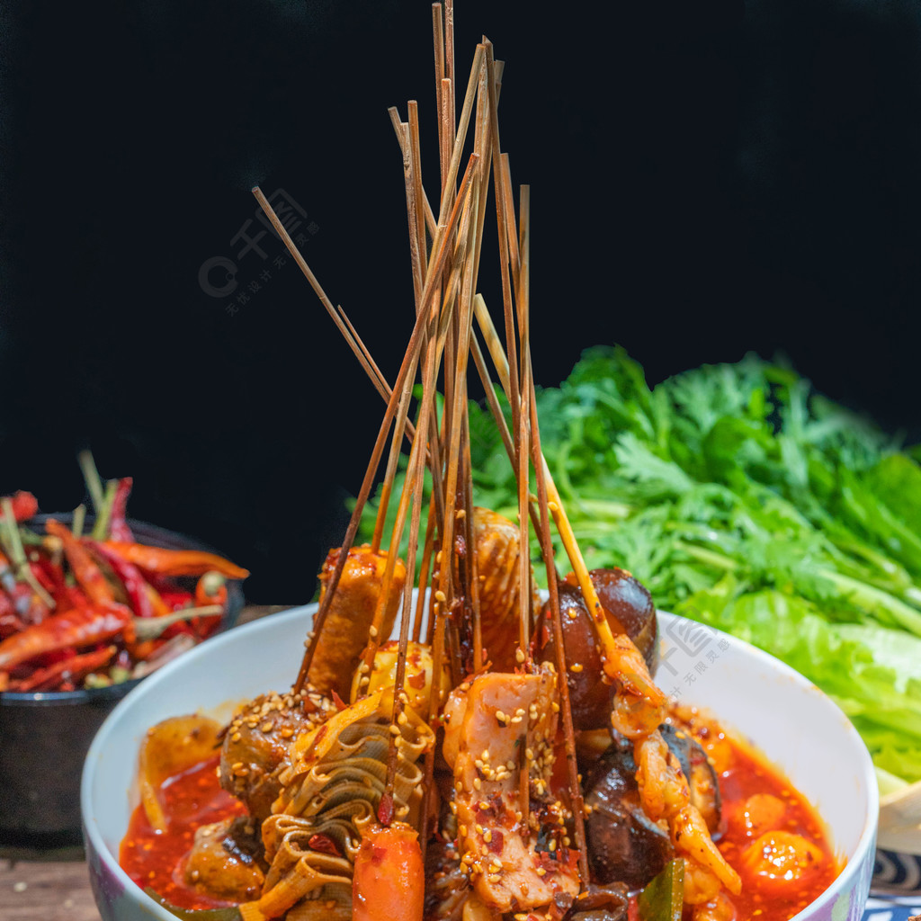 餐饮美食冷锅串串摄影图