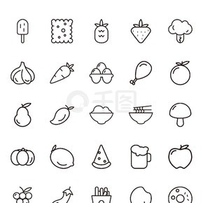 icon线性食物水果蔬菜图标