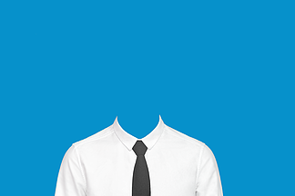 白衬衫黑领带蓝背景免抠证件照素材