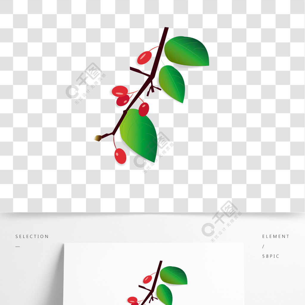 卡通手绘一株茱萸重阳节素材植物