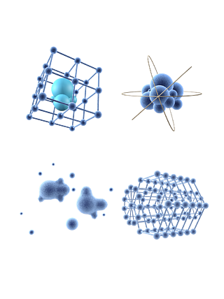 結構免摳素材圖立體化學分子套圖png圖藍色漸變立體分子結構圖藍色