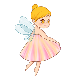 小仙女可爱的卡通女性角色,粉红色的蝴蝶翅膀