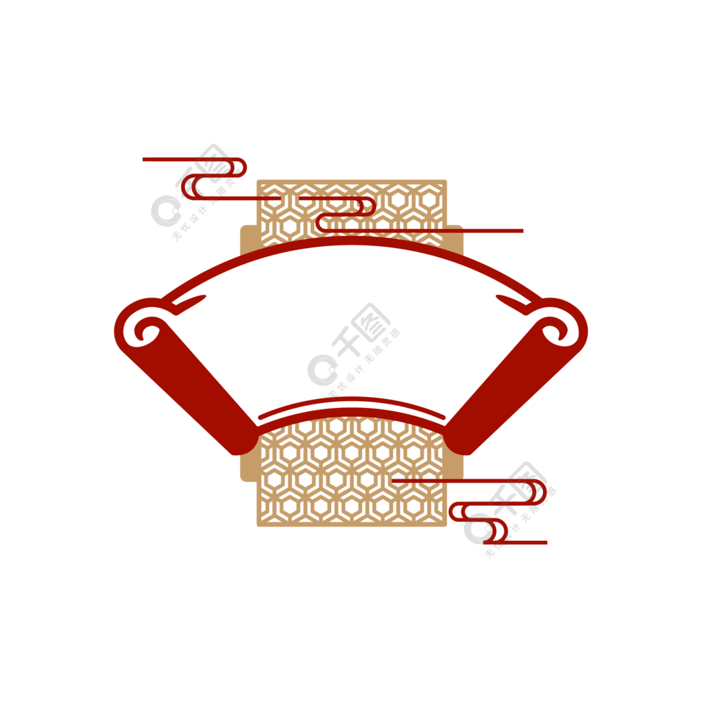 矢量中式复古扇形边框样式6