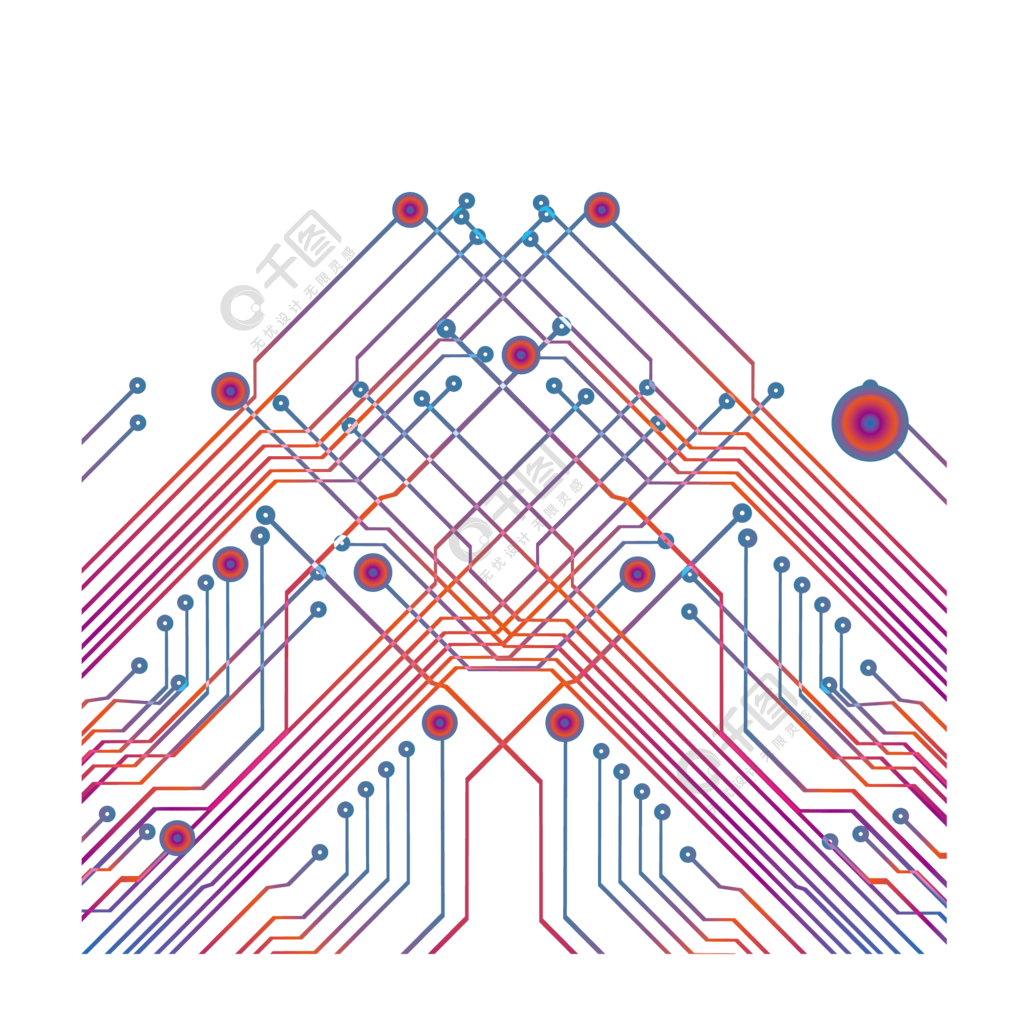 抽象漸變質感電路板線條圖