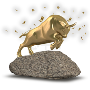 C4D金色金属质感牛气冲天3D立体牛