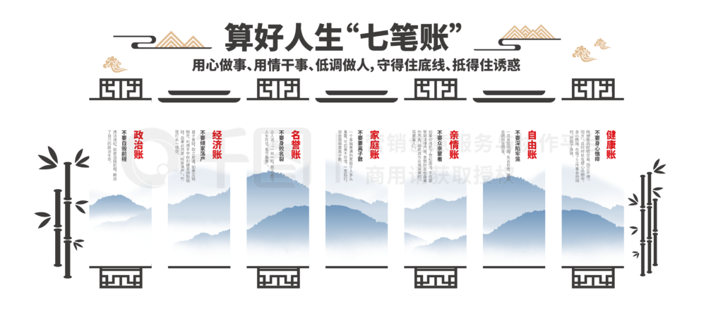 算好人生7笔账党员干部教育党建清廉文化墙